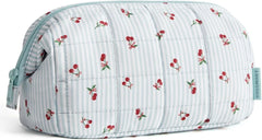 BAGSMART Makeup Bag Travel Toiletry Bag, Puffy Padded Make Up Bags for Women Makeup Organizer Case, Wide-open Pouch Purse Travel Essentials Toiletries Accessories Brushes, Ditsy Cherry