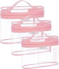 BAGSMART TSA Approved Toiletry Bag, 3 Pack Clear Makeup Cosmetic Bag Organizer, Quart Size Travel Bag for Toiletries, Carry-on Travel Accessories Essentials, Pink-3pcs