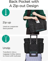 BAGSMART Crush Tote Bag for Women, 20L Puffer Work Tote with Zipper