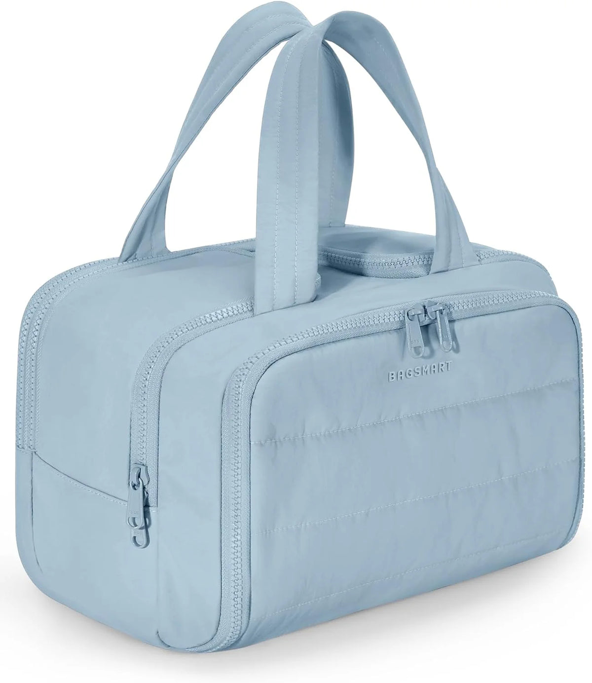 BAGSMART Travel Toiletry Bag, Crush Toiletry Bag for Women, Wide-open Puffy Toiletry Bags for Traveling, Large Travel Cosmetic Makeup Bag Organizer for Accessories,Toiletrie (Horizon Blue)