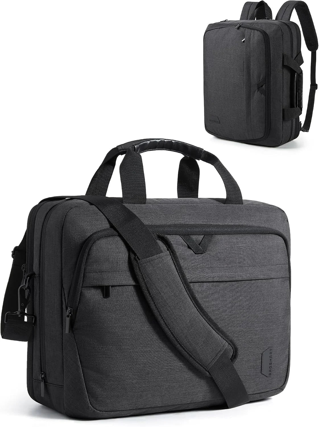 BAGSMART 3 In 1 Laptop Bag for Men Expandable Computer Bag 17.3 Inch, Black