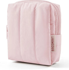 BAGSMART Small Makeup Bag for Women with Slip-in Pocket, Baby Pink