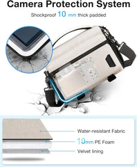 BAGSMART Camera Sling Bag with Tripod Holder & Rain Cover, Ivory White