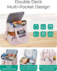 BAGSMART Lunch Bag Women, Double Deck Insulated Lunch Box, Lavender Purple