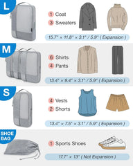 BAGSMART Compression Packing Cubes for Travel, 6 Set Luggage Organizer Bags