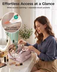 BAGSMART Easy-Access Makeup Bag, Water-Resistant Travel Toiletry Organizer