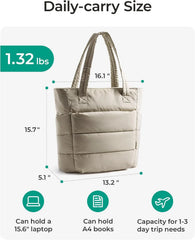 BAGSMART Puffy Tote Bag for Women, Lightweight Work Tote Handbag
