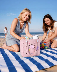BAGSMART Beach Bag for Women, Water-resistant Rubber Tote Bag, Sandproof Vacation Essentials for Summer Swim Cruise Pool