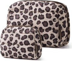 BAGSMART Puffy Padded Travel Makeup Bag Duo Large & Small for Women