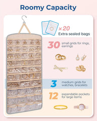 BAGSMART Hanging Jewelry Organizer, Necklace Holder, Extra Large Grey
