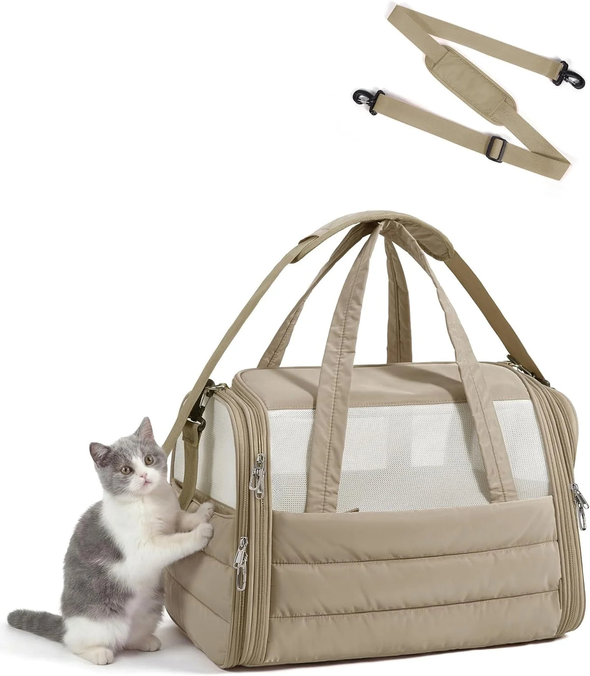 BAGSMART Cat Carrier Soft-Sided Puffy Quilted Collapsible Pet Travel Bag