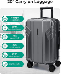 BAGSMART Expandable Carry On Luggage 22x14x9 Airline Approved, Gray