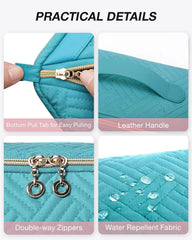 BAGSMART Makeup Bag Cosmetic Bag, Travel Makeup Bag,Water-resistent Makeup Bags for Women Portable Pouch Open Flat Make Up Organizer Bag for Toiletries, Brushes, Teal