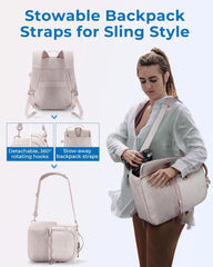 BAGSMART 2 in 1 Small Camera Backpack for DSLR, Fits 12.9" iPad, Beige