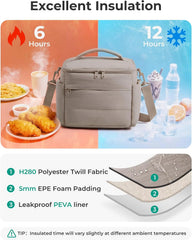 BAGSMART Lunch Box for Women, Cute Quilted Insulated Lunch Bag Sloped-lid