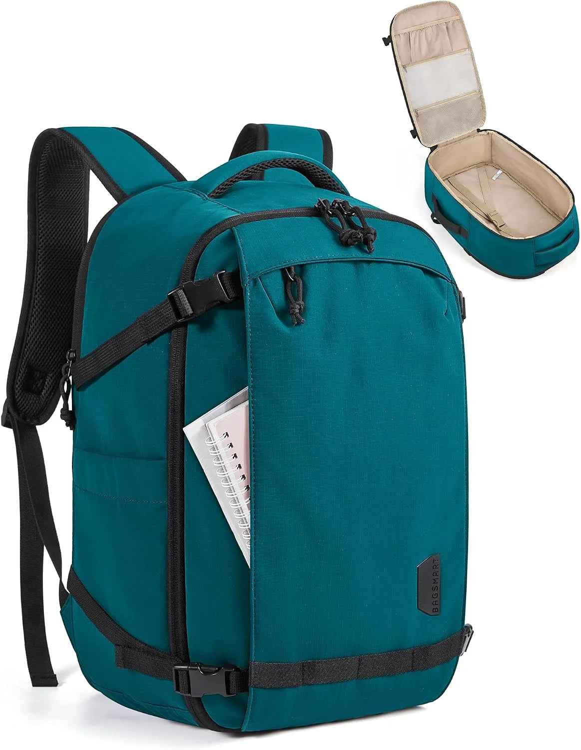 BAGSMART Travel Backpack for Women, 15.6 Inch Carry On Bag, Fresh Ink Green