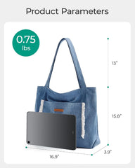BAGSMART Women's Zippered Tote Bag Lightweight Denim Shoulder Bag