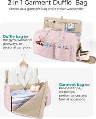 BAGSMART Garment Duffel Bag, Convertible 2-in-1 Puffy Water-Resistant Carry-On with Shoe Compartment (A-Khaki)