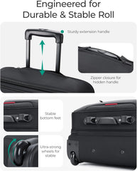 BAGSMART Rolling Laptop Bag, Briefcase with Wheels 17.3 Inch Laptop, Black