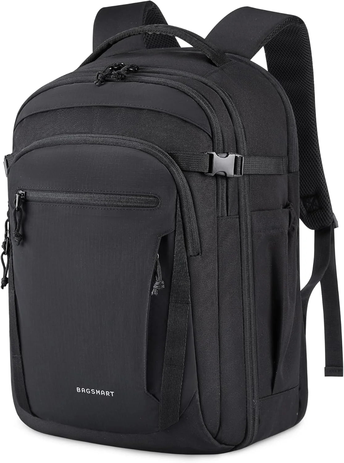 BAGSMART Travel Backpack for Men Women, Carry On Backpack Flight Approved TSA Friendly with USB Charging Hole Lightweight Weekender Bag Casual Daypack 17.3 Inch Laptop Business Work Backpack, Black