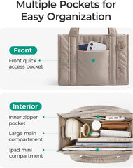 BAGSMART Boxy Tote Bag for Women, Crossbody Work Bag with Zipper