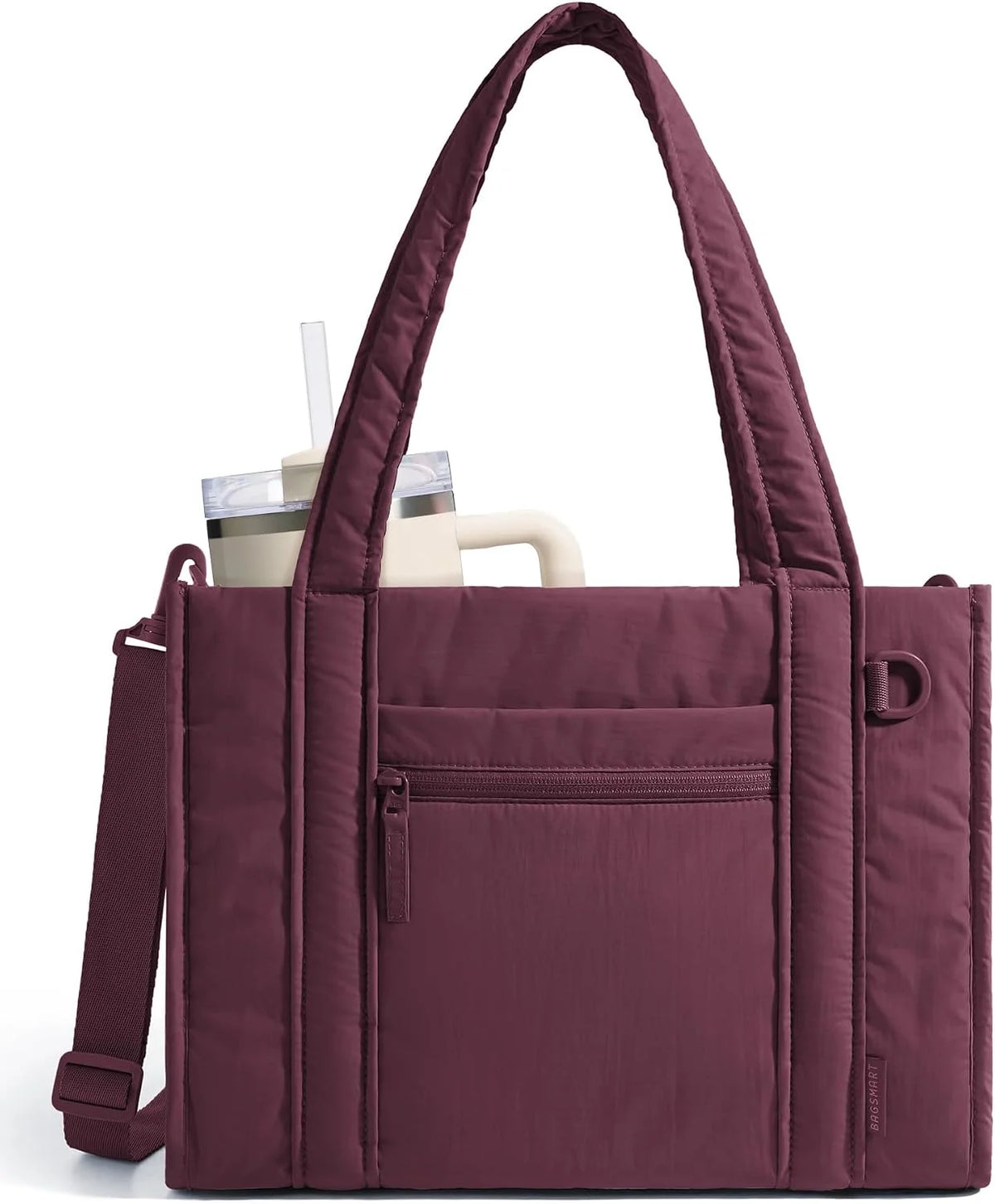 BAGSMART Boxy Tote Bag for Women, Crossbody Work Bag with Zipper
