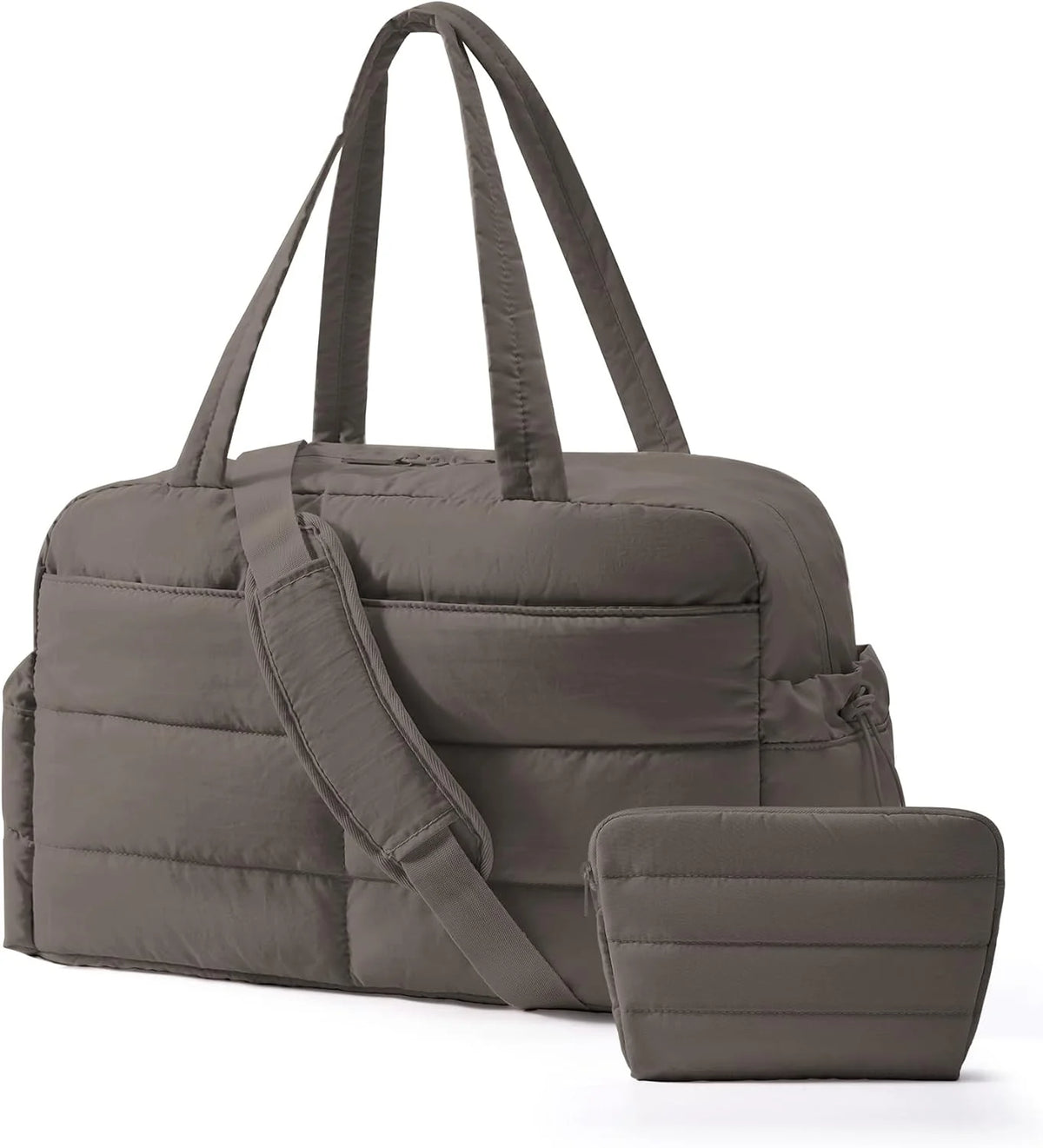 BAGSMART Gym Bag for Women, 2-PC Puffer Travel Duffle Bag Carry On Tote Bag