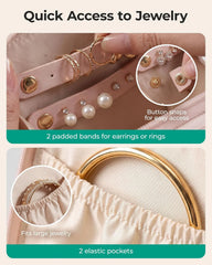 BAGSMART Travel Jewelry Case, Leather 2-Zip for Rings Necklaces