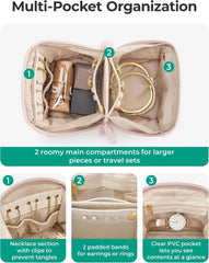 BAGSMART Mini Travel Jewelry Case, Puffy Organizer for Rings & Necklaces