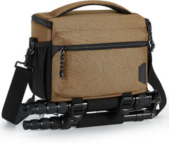 BAGSMART Camera Sling Bag with Tripod Holder & Rain Cover, Khaki