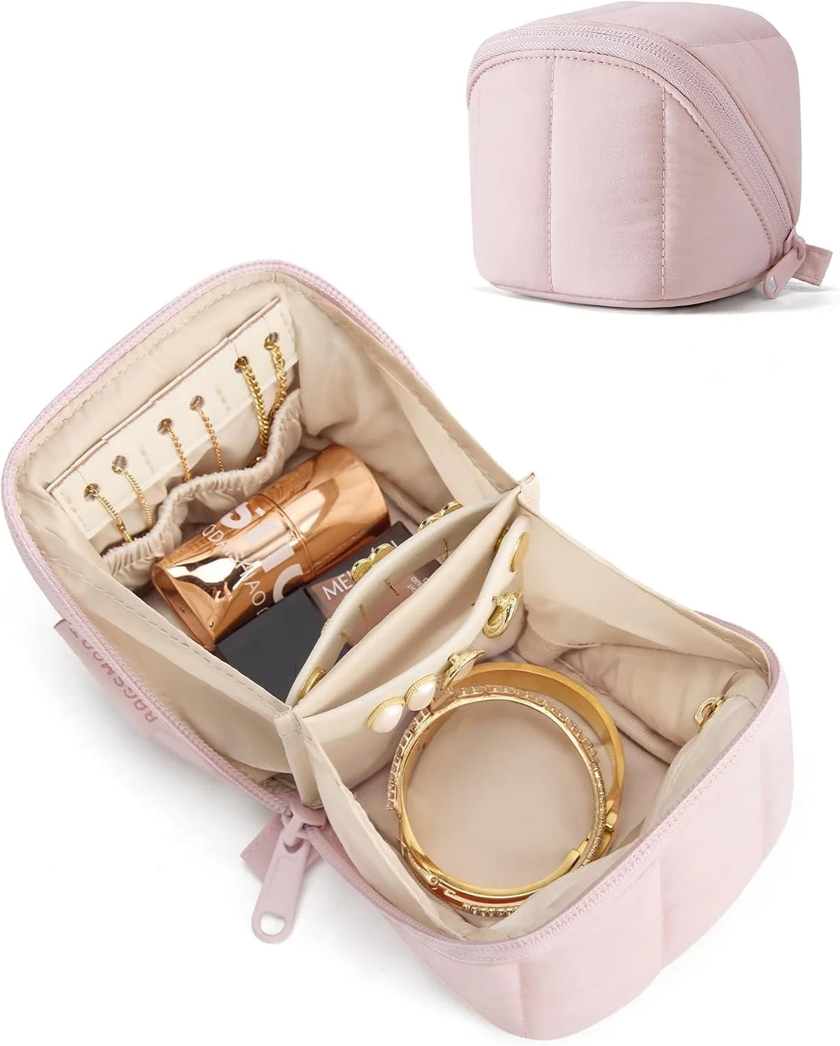 BAGSMART Mini Travel Jewelry Case, Puffy Organizer for Rings & Necklaces