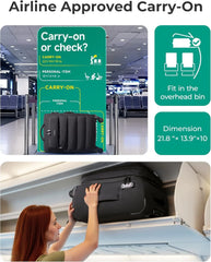 BAGSMART 20 Inch Soft Carry On Suitcase with Wheels, Black