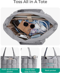 BAGSMART Expandable Tote Bag for Women, Puffer Work Tote Travel Bag