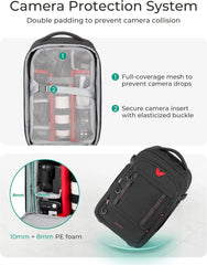 BAGSMART Camera Bag for DSLRs Professional Large Camera Backpacks