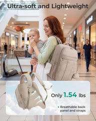 BAGSMART Diaper Backpack with Insulated Pockets & Changing Pad, Camel