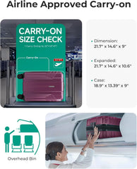 BAGSMART Expandable Carry On Luggage 22x14x9 Airline Approved, Purplish Red