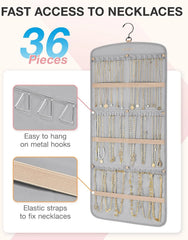 BAGSMART Hanging Jewelry Organizer, Necklace Holder Anti-tangle, Large Grey