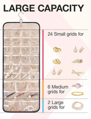 BAGSMART Hanging Jewelry Organizer Necklace/Earring/Ring 2-Sided L Black