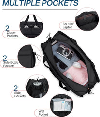 BAGSMART Women's 40L Weekender Travel Duffel Gym Bag with Shoe Compartment
