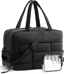 BAGSMART Gym Bag for Women, Carry on Travel Duffel Bag, Water-resistant Weekender with Shoe Compartment for Gym Travel Work, Classic, Large