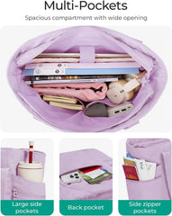 BAGSMART Crush Tote Bag for Women, 20L Puffer Work Tote with Zipper