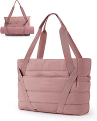 BAGSMART Tote Bag for Women with Zipper and Yoga Mat Straps