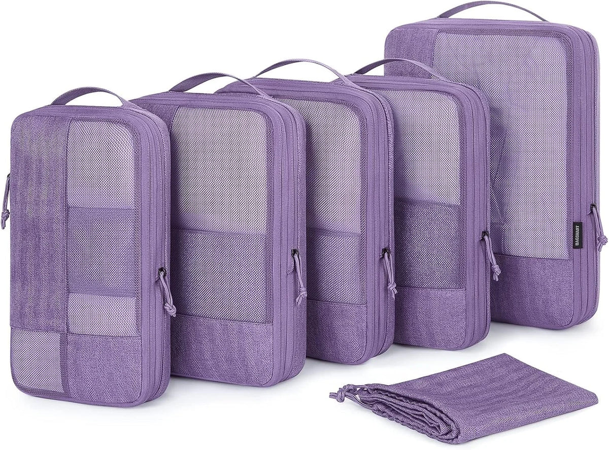 BAGSMART Compression Packing Cubes for Travel, 6 Set Luggage Organizer Bags