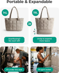 BAGSMART Expandable Tote Bag for Women, Puffer Work Tote Travel Bag