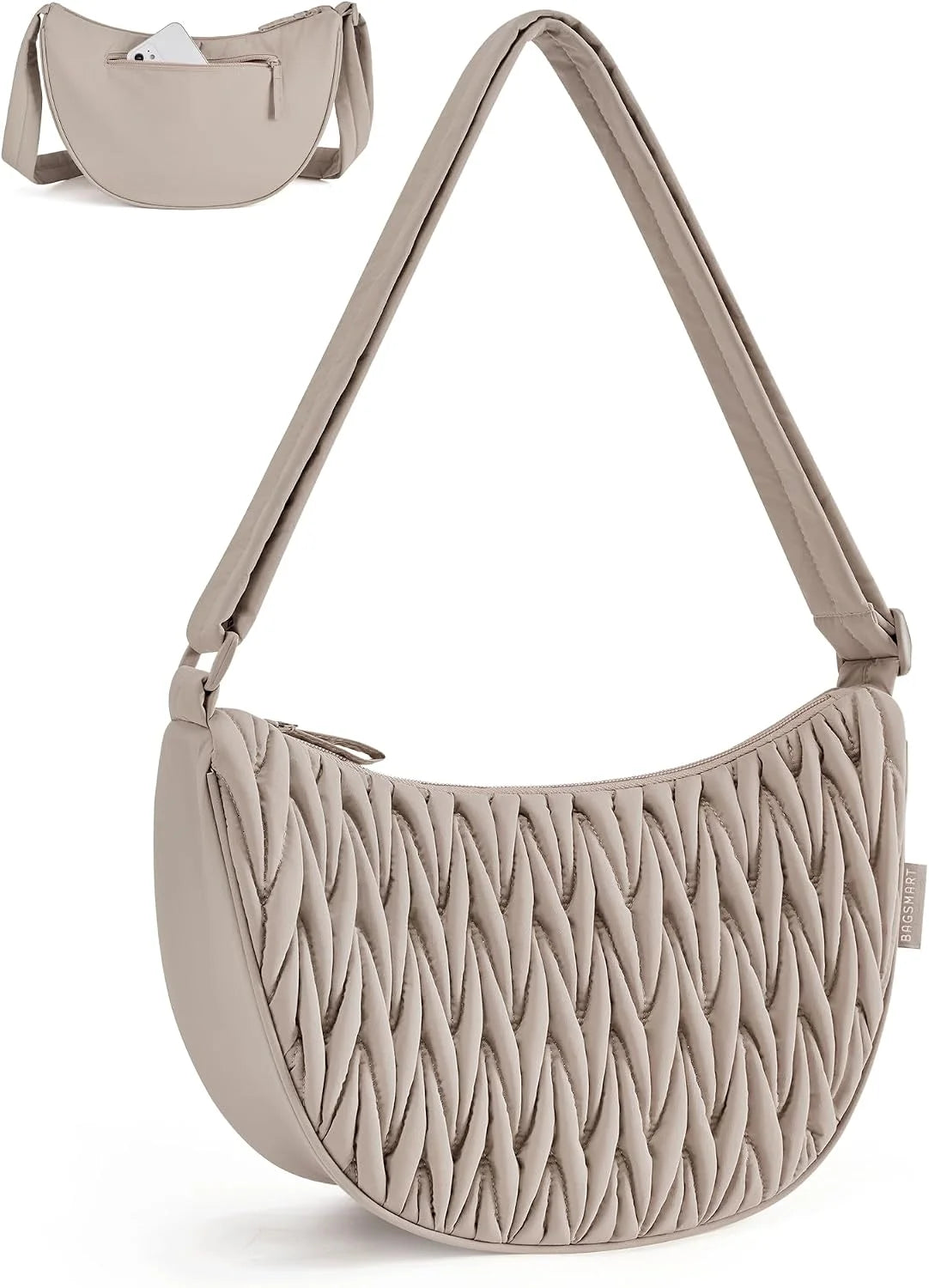 BAGSMART Small Crossbody Bag for Women Men Trendy，Quilted Crossbody Hobo Bag with Adjustable Strap and Inner Pockets