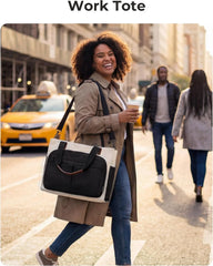BAGSMART Canvas Tote Bag for Women, Small Work Tote Bag with Zipper