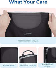 BAGSMART Compression Packing Cubes, 6 Set Packing Cubes for Suitcases, Lightweight Suitcases Organizers Bag Set & Compression Travel Cubes, Travel Essentials Packing Organizers Black