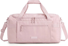 BAGSMART Travel Duffel Bags with Dividers, 32L Gym Duffle Bag with Laptop Compartment, Carry On Weekender Overnight Bag, Shoe Bag, PVC Wet Pocket, Pink