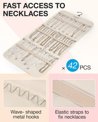 BAGSMART Hanging Jewelry Organizer Necklace/Earring/Ring 2-Sided L Beige