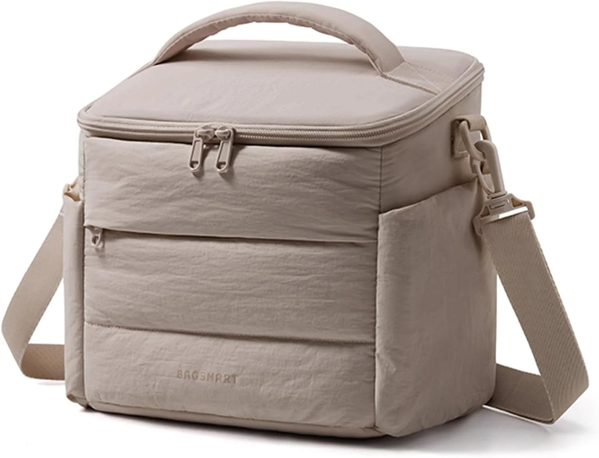 BAGSMART Lunch Box for Women, Cute Quilted Insulated Lunch Bag Sloped-lid